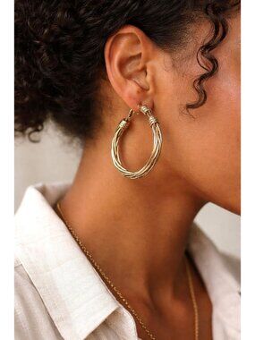 Vintage Twisted Hoop Earrings Gold Silver Tone Large Rope Statement Jewelry